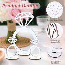D3 PCS Bridal Shower Centerpieces For Tables Diamond Ring Sign Table Centerpieces White Wooden Diamond Ring Sign Decorations For Wedding Anniversary Plies Batcholette Party Engagement Party - 如圖 - 查看 3