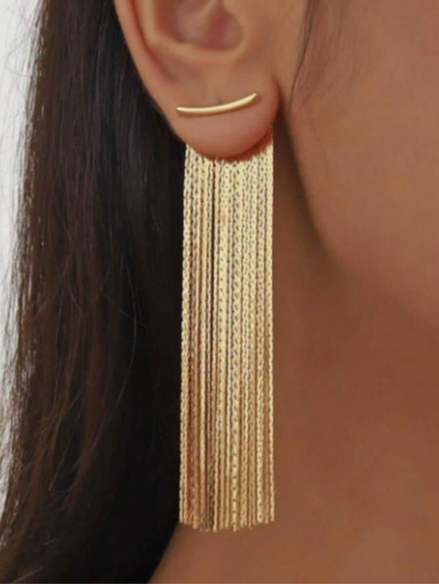 1 Pair Retro Elegant Geometric Line Sense Natural Palace Style Earrings