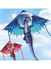 3D Cut, Durable Polyester Mysterious Ice Dragon Kite - Ideal For Outdoor Beach And Park Fun, Creative Holiday Gift Idea, Best Choice, Perfect Gift (The Picture Does Not Include The Tether Line Due To Beautification) - Multicolor - View 1