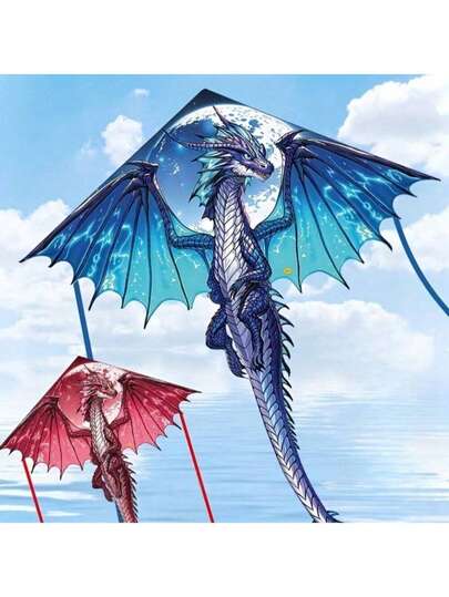3D Cut, Durable Polyester Mysterious Ice Dragon Kite - Ideal For Outdoor Beach And Park Fun, Creative Holiday Gift Idea, Best Choice, Perfect Gift (The Picture Does Not Include The Tether Line Due To Beautification)