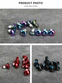 这套包含12颗自行车碟刹盘螺丝，采用高强度7075-T6铝合金制成，颜色鲜艳，方便您个性化定制并牢固固定自行车的刹车系统。它们经久耐用，安装精准，确保您的碟刹盘在激烈骑行中也能牢固固定。