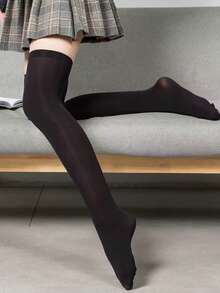 1Pair Plus Size Thigh High Stockings, 120D Slimming Opaque Velvet Socks – Breathable Thigh-Length Hosiery For Women - 彩色 - 查看 5