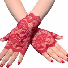 蕾丝手套、新娘手套、夏季女士驾驶防晒手套、半指疤痕遮盖手套、短款水手舞蹈表演手套