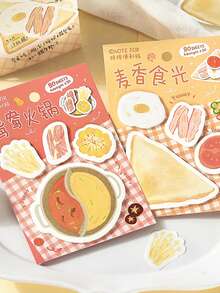 80pcs Assorted Fireworks Life Illustration Sticky Notes, Energetic Kitchen Series, Suitable For Gifts, Office, Home, Marking, Labels, Classrooms, Entertainment Toys, Student Journals, Creative Vintage Decor Stickers