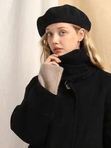 1 Berretto basco di lana soffice per donna, in tinta unita, adatto per l'uso quotidiano in autunno e inverno, lavabile a mano ma non in lavatrice