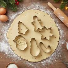6件套圣诞饼干模具，不锈钢饼干切割模具，圣诞树、雪人、糖果J、麋鹿、雪花饼干模具，蛋糕烘焙，翻糖工具，厨房烘焙模具，圣诞礼物饼干模具，圣诞饼干切割器，圣诞饼干，圣诞模具，圣诞饼干模具套装，姜饼屋，拐杖糖，圣诞食品，烘焙工具和设备，蛋糕烘焙配件，蛋糕装饰配件，蛋糕模具 - 銀色 - 查看 7