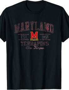Maryland Terrapins Vintage Triumph Logo Officially Licensed T-Shirt - 黑色 - 查看 1
