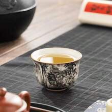 1件/2件/6件套中国水墨风格陶瓷茶杯套装，复古小容量浓缩咖啡杯，饮茶用。陶瓷杯，功夫茶具，茶杯，普洱茶杯，个人杯，大师杯，小茶碗，陶瓷杯，适合爱茶人士