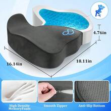 TTJM Seat Cushion Gel Chair Cushions Office Chair Cushions Anti-Slip Bottom And Removable Cover Tailbone Pain Relief Cushion Memory Foam Seat Cushion For Office Wheelchair Car Grey - 灰色 - 查看 2