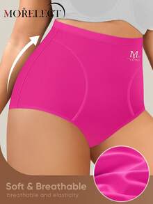 Morelect Women's High Waist Briefs, Shaping, Tummy Control, Skin-Friendly, Comfortable - Hot Pink - View 4
