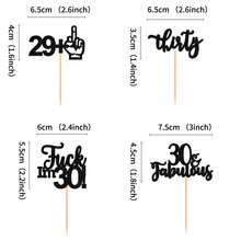 12 Peças Toppers Decorativos Criativos "Feliz 18th/30th Aniversário" Preto Brilhante para Cupcakes, Decoração para Festa de Aniversário de 18 Anos para Adultos
