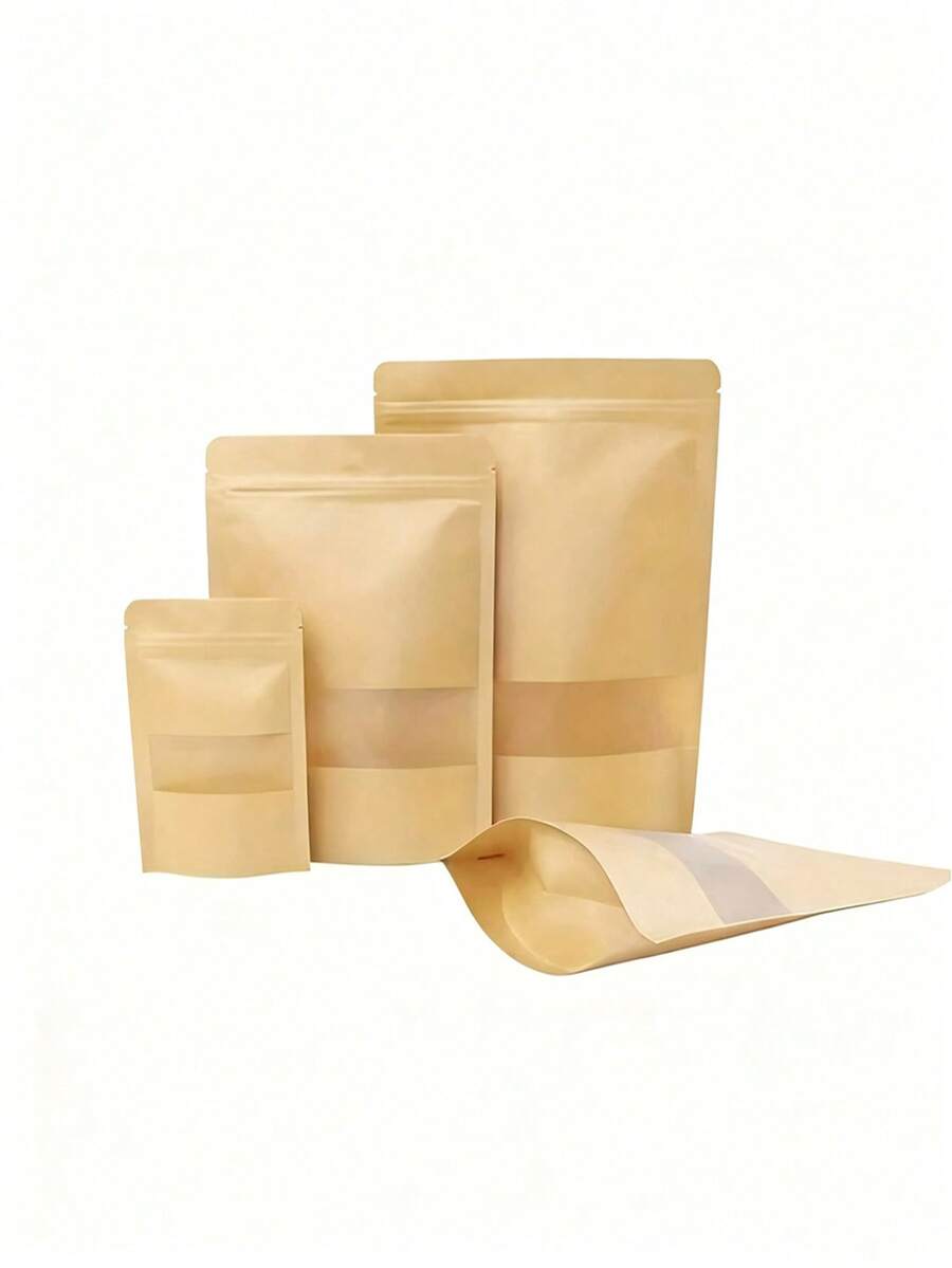 5/10/50 chiếc, Túi giấy Kraft tự đứng có cửa sổ mở dùng để đóng gói quà tặng và vật dụng cho doanh nghiệp nhỏ - Nhiều màu - Xem 1