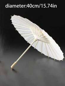 1/5/10pcs Retro White Creative Women's Blank Paper Sunshade Wedding Umbrella - Wooden Handle, No Power Required, Perfect For Weddings, Photo Shoots, Makeup, Parties, Beach Decorations. Wedding Souvenir, Bridesmaid Group Decorative Umbrella, Retro Paper Fan. - White - View 9