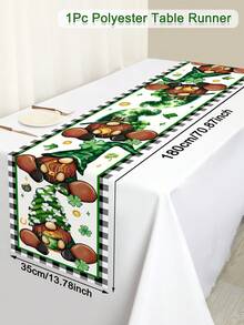 1 pezzo Runner da tavolo per San Patrizio, 180x35cm, in tessuto a quadri buffalo con gnomi, quadrifogli verdi e cappelli, in poliestere, decorazioni fortunate per San Patrizio, decorazioni primaverili per tavolo da cucina e sala da pranzo, accessori per feste e cene sia in interno che in esterno - Multicolore - Visualizzare 13