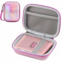 Frankmate - Funda de transporte pequeña rígida para Fujifilm  Mini Link para impresora de teléfono inteligente, funda protectora de EVA, bolsa de almacenamiento para cable de viaje (plateado - Rosa - Ver 11