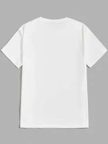 The Cat Pizza Box ,Casual Print,Comfortable And Versatile,Letter Pattern Pure Cotton 220g Printed T-Shirt - trắng - Xem 2