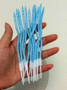 12支糖果色蓝色闪光弧形生日周年纪念情人节求婚公主派对蛋糕装饰蜡烛