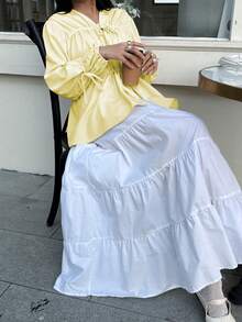 Versatile Non-Skin Tone Specific Essentials, Women's Fashionable Loose Tie-Up Design Blouse - Yellow - View 3