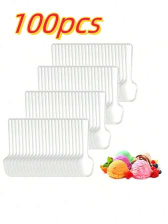 500 Stücke {wiederverwendbare} transparente Dessertlöffel, Kuchenlöffel, Puddingleffel, Eislöffel geeignet für den Hausgebrauch, Partyartikel, Bestecksets, Küche, Weihnachtsgeschenke 100/50/30 transparente Dessertlöffel, Kuchenlöffel, Puddingleffel, Eislöffel