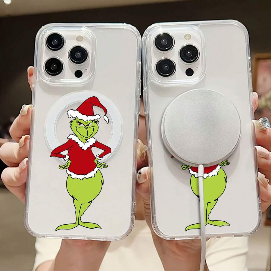 Funda para teléfono con el espíritu navideño del , compatible con teléfonos ,  17,  16 Pro Max,  15 Pro Max,  13 y  12. Fabricada en TPU, ofrece protección contra golpes y caídas. Ideal para regalos de Navidad, celebraciones navideñas y obsequios para amigos y familiares. - transparente - Ver 1