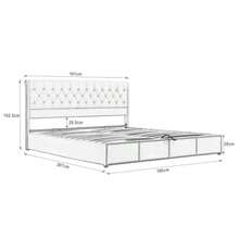 Polsterbett, mit Hydraulikhebel, Funktionsbett von Aufbewahrung, Nietenverzierung, 160 x 200 cm, ohne Matratze, Samt, grau - Grau + Samt + 160 cm x 200 cm - Übersicht 2