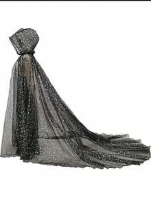 女士新娘薄纱连帽斗篷披肩礼服长袍万圣节角色扮演长拖尾婚礼、嘉年华、情人节秋季女装 - 彩色 - 查看 8