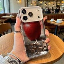 Funda de Teléfono Diseño de Escena de Café de Manzana Roja para Modelos de  y  Adecuada para Todas las Estaciones Opción de Regalo Ideal - Negro - Ver 3