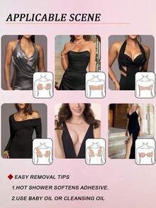 1 件装胸部胶带,使用身体胶带和花瓣露背乳贴套装,提升并紧致您的胸部 - 透气胸部提升胶带,适合 A-E 罩杯大胸!健身房配件绷带运动胶带 - 膚色 - 查看 4