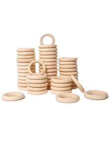 5pcs-50pcs 20-80mm Unfinished Wooden Rings Multiple Sizes Solid Color Natural Wood Circle Rings For Macrame Craft Jewelry Decorative Wooden Hoops - Wood Color - View 10