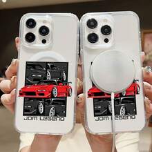 Funda para móvil con diseño de coche de carreras rojo, compatible con teléfonos ,  17,  16 Pro Max,  15 Pro Max,  13 y  12. Fabricada en TPU, ofrece protección contra golpes y caídas. Ideal para aficionados al motor, cumpleaños, amigos, familiares y como regalo original para fans de las carreras. - transparente - Ver 1