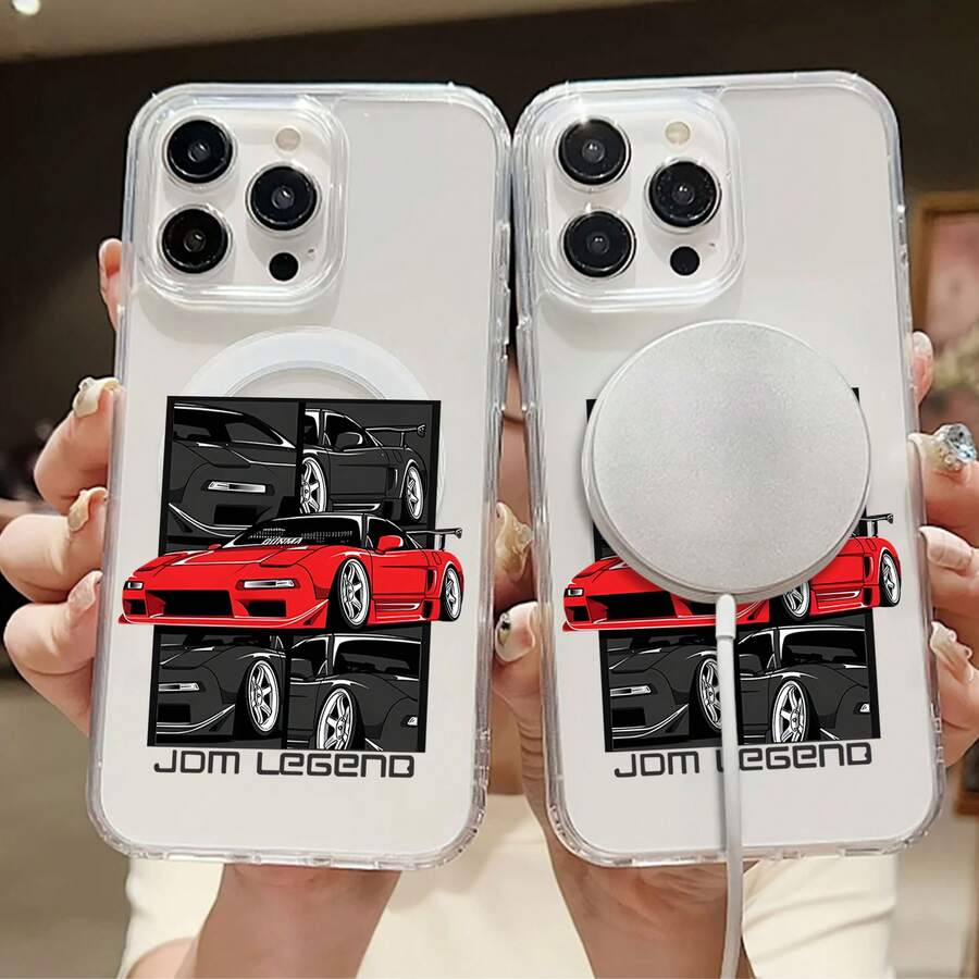 Funda para móvil con diseño de coche de carreras rojo, compatible con teléfonos , 17, 16 Pro Max, 15 Pro Max, 13 y 12. Fabricada en TPU, ofrece protección contra golpes y caídas. Ideal para aficionados al motor, cumpleaños, amigos, familiares y como regalo original para fans de las carreras. - transparente - Ver 1
