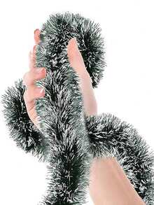 1 pieza Decoración colgante de listón metálico para árbol de Navidad de 3m/5m de largo, con puntas metálicas en rojo, verde y escarcha, guirnalda de fiesta de celebración de Año Nuevo y Navidad, decoración para interiores y exteriores, suministros para fiesta disco - Multicolor - Ver 2