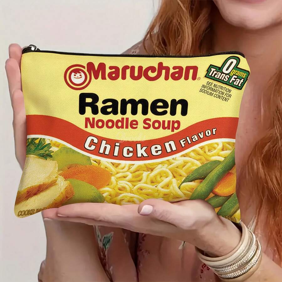 [Regalo perfecto] Sopa instantánea de fideos ramen Maruchan de sabor a pollo - Diseño portátil y amigable para viajar, organizador divertido de maquillaje y artículos de tocador para hombres y mujeres, regalo perfecto para vacaciones, cumpleaños, festivales, bolsa de fideos, artículo de regalo de festival, diseño alegre, cierre con cremallera, organizador de maquillaje, estuche de lápices, bolsas de maquillaje, estuche de belleza para mujeres, accesorio de viaje, K-Pop, accesorio de chica limpia - Multicolor - Ver 1