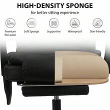 Office Chair Footrest Gaming Computer Desk Swivel Recliner Leather 360° Rotation - Black - View 8