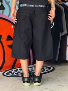 Black Baggy Bermuda Shorts In Ying Yang Denim With Sow/Culture Skate Street Print - New Arrivals - Promotion - Launch - 黑色 - 查看 4