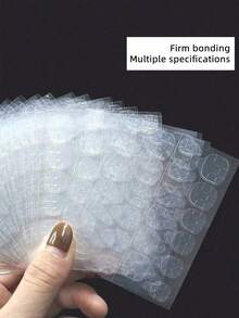 4800pcs(200sheets)/2400pcs(100sheets)/1200pcs(50sheets) Double-Sided Nail Glue Suitable For Nail Stickers, Jelly Double-Sided Adhesive Stickers, DIY Nail Art Stickers Nails - Army Green - View 2