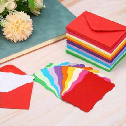 10 Stück Umschläge + 10 Stück Karten, beinhaltet leere bunte Grußkarten, kleine selbstklebende Umschläge, geeignet für Abschlussfeiern, Einladungen, Babypartys, Hochzeiten und Antwortkarten (sortierte Farben)