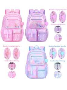 2pcs/Set Girls Backpack With Lunch Box Bag, Girls School Bag, Butterfly Backpack Travel Bag, Back To School Essential, Suitable For Teenage Girls, Students, Middle & High School - Multicolor - View 8
