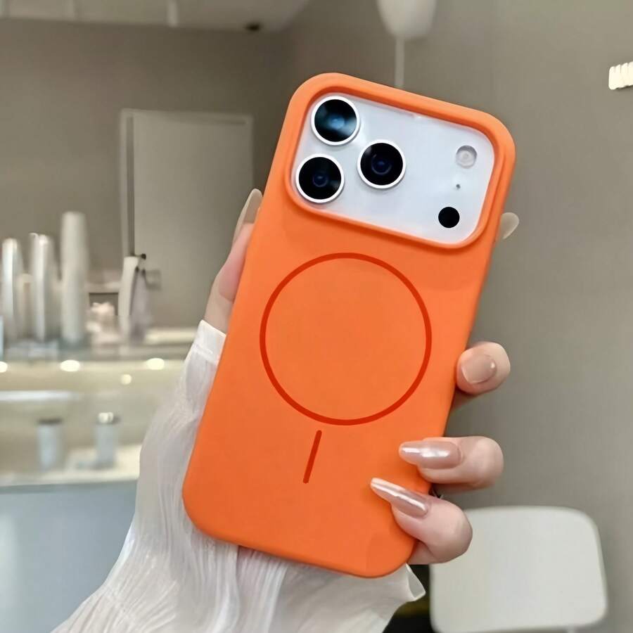 奢华亮面荧光液态硅胶手机壳，兼容 17 Air、16、15、14、13、12、17 Pro Max Plus，带磁吸软盖