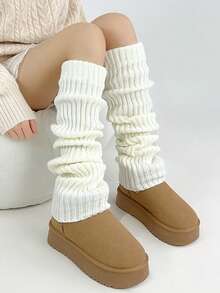 40cm 1/2pairs Lolita Leg Warmers Women Long Socks Wool Knitted Foot Cover Arm Warmer Y2K Autumn Winter Socks Boot Cuffs Stockings - Leg Warmers - View 13