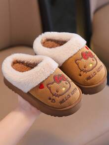 Hello Kitty Kids Girls' Fashion Warm Plush KT Cat Slippers, Comfortable Fluffy House Slippers For Autumn/Winter - Khaki - View 14