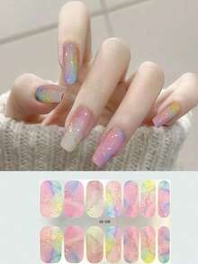 5 Sheets Marbled Nail Stickers Set - Women And Girls Self Adhesive Full Wrap Nail Stickers, Disposable Full Coverage Nail Polish Strips, DIY Nail Art Nail Essentials - Multicolor - View 10