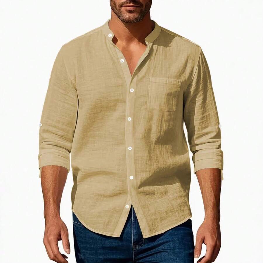 Men Sports Shirts - Beige - View 1