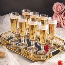 10pcs 5.5oz Reusable Plastic Gold Glitter Champagne Glasses, Wedding Cups, Party Cups, Beverage Cups (Champagne Flutes, Wine Glasses, Plastic Cups, Birthday Cups) - Multiple Colors/random Styles - View 9