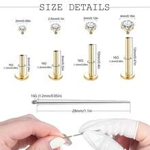 9Pcs 16G Labret Jewelry Surgical Steel Internally Threaded Lip Rings Nose Stud Earrings CZ Tragus Medusa Monroe Piercing Jewelry Set For Men Women - Multicolor - View 2