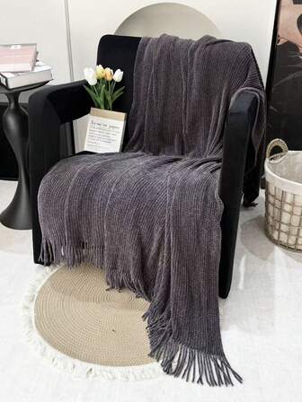 1pc Soft Knitted Blanket, Sofa Decor Knit Throw Blanket, Office Nap Blanket, Suitable For Daily Use