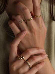 Customized Bubble Letter Ring, 3D Balloon Letter Ring, Exquisite Personalized Ring, Minimalist Open Ring, Couple Gift, Christmas Gift Suitable For Mom, Wife, Valentine's Day Gift, Anniversary Gift - Gold - View 9