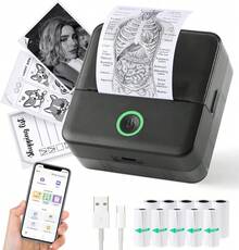 Mini impresora térmica, impresora de teléfono con calcomanía sin tinta con 10 rollos de papel, Bluetooth Print Pod Note Buddy, impresora portátil de bolsillo para fotos, diarios, bricolaje, compatible - 1 - Ver 1