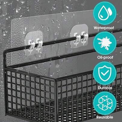 多功能免打孔透明双爪强力粘钩，适用于浴室、厨房、办公室和卧室收纳