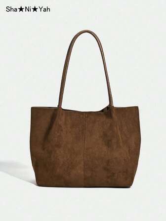 2025 Höst/Vinter Ny Kaffebrun Mocka Retroväska Stor Kapacitet Axelväska Med Liten Väska, Armhålsväska, Handväska Affärsväska Dam Casual Mode Vardagspendlarväska, Lämplig För Arbete, Shopping, Dejting, Resor, Högskolestudenter, Damväska, Daglig Användning